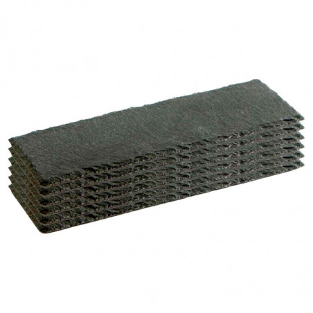Tradineur - Pack de 6 bandejas rectangulares de pizarra, plato para hostelería, servicio y degustación, canto rústico, tabla de