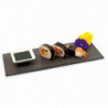 Tradineur - Pack de 6 bandejas rectangulares de pizarra, plato para hostelería, servicio y degustación, canto rústico, tabla de