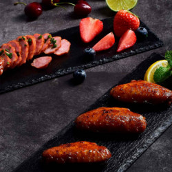 Tradineur - Pack de 6 bandejas rectangulares de pizarra, plato para hostelería, servicio y degustación, canto rústico, tabla de