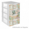 Tradineur - Cajonera de plástico, modelo Mapamundi, 4 cajones transparentes, torre almacenaje, juguetes, dormitorio infantil, ni
