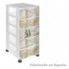 Tradineur - Cajonera de plástico con ruedas, modelo Mapamundi, 5 cajones transparentes, torre almacenaje, juguetes, dormitorio i