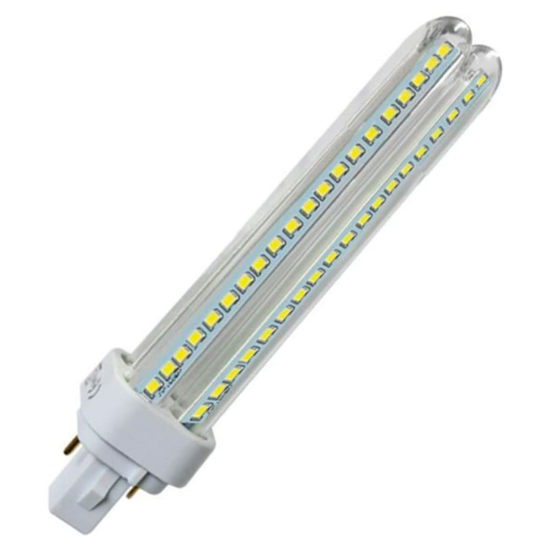 Tradineur - Bombilla LED, modelo maíz, 2 tubos y 2 pines, G24, 12W equivalente a 120W, 1080 lúmenes, 6400K, luz blanca fría, efi Tradineur - Bombilla LED, modelo maíz, 2 tubos y 2 pines, G24, 12W equivalente a 120W, 1080 lúmenes, 6400K, luz blanca fría, efi