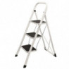 Tradineur - Escalera plegable metálica, 3 peldaños antideslizantes extra anchos y apoyabrazos, carga máx. 150 kg, multiusos, uso