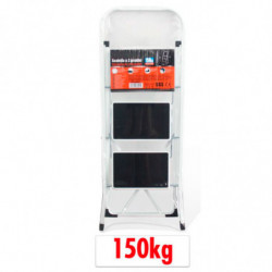 Tradineur - Escalera plegable metálica, 3 peldaños antideslizantes extra anchos y apoyabrazos, carga máx. 150 kg, multiusos, uso