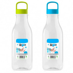 Tradineur - Pack de 2 botellas de plástico con asa, modelo To Go, reutilizables y reciclables, agua, senderismo, camping, fabric
