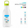 Tradineur - Pack de 2 botellas de plástico con asa, modelo To Go, reutilizables y reciclables, agua, senderismo, camping, fabric