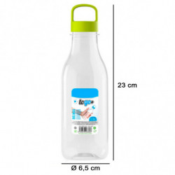 Tradineur - Pack de 2 botellas de plástico con asa, modelo To Go, reutilizables y reciclables, agua, senderismo, camping, fabric