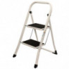 Tradineur - Escalera plegable metálica, 2 peldaños antideslizantes extra anchos y apoyabrazos, carga máx. 150 kg, multiusos, uso