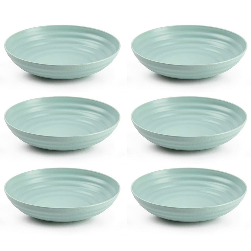 Tradineur - Pack de 6 platos hondos de plástico, reutilizables y reciclables, aptos para uso alimentario, microondas y congelado Tradineur - Pack de 6 platos hondos de plástico, reutilizables y reciclables, aptos para uso alimentario, microondas y congelado