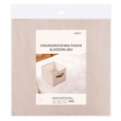 Tradineur - Organizador cuadrado de tela con asa, cajón plegable de algodón, ordenación, ropa, fácil de limpiar, antipolvo, anti