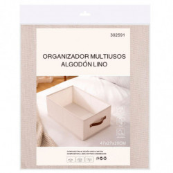 Tradineur - Organizador rectangular de tela con asa, cajón plegable de algodón, ordenación, ropa, fácil de limpiar, antipolvo, a