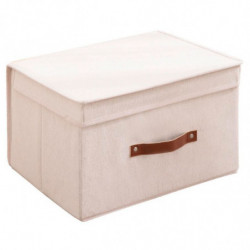 Tradineur - Organizador rectangular de tela con asa y tapa, caja plegable de algodón, ordenación, ropa, fácil de limpiar, antipo