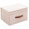Tradineur - Organizador rectangular de tela con asa y tapa, caja plegable de algodón, ordenación, ropa, fácil de limpiar, antipo