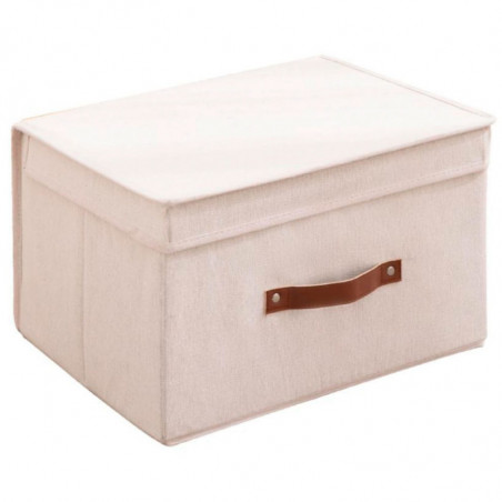 Tradineur - Organizador rectangular de tela con asa y tapa, caja plegable de algodón, ordenación, ropa, fácil de limpiar, antipo