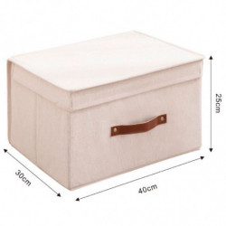 Tradineur - Organizador rectangular de tela con asa y tapa, caja plegable de algodón, ordenación, ropa, fácil de limpiar, antipo