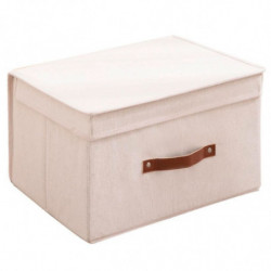 Tradineur - Organizador rectangular de tela con asa y tapa, caja plegable de algodón, ordenación, ropa, fácil de limpiar, antipo