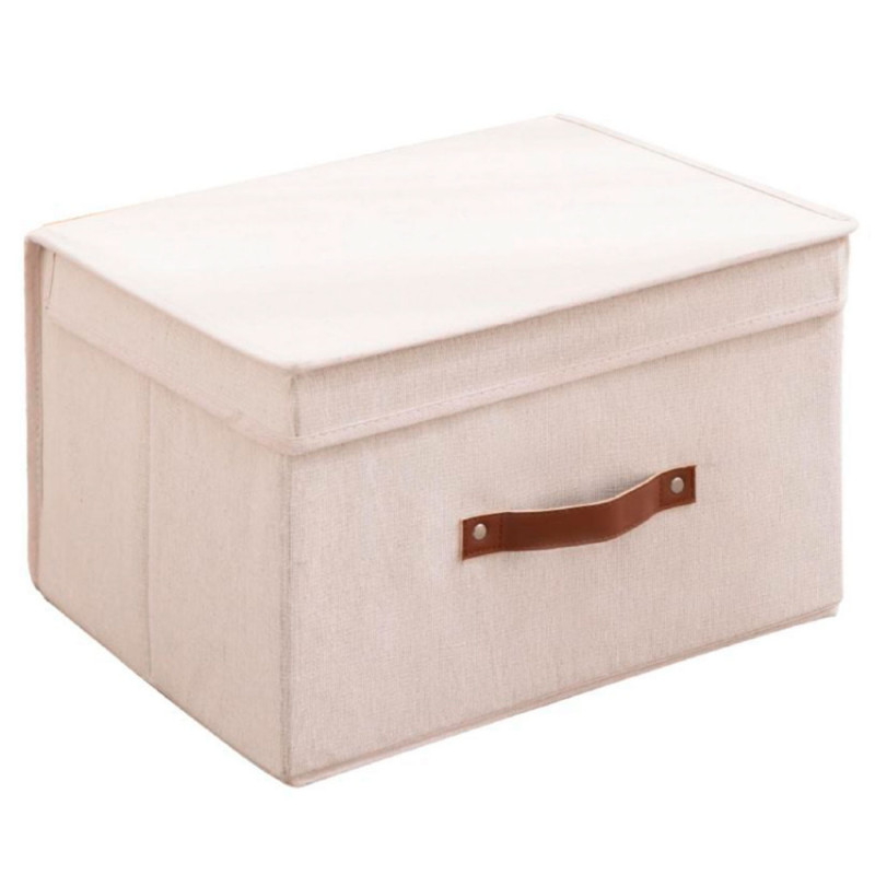 Tradineur - Organizador rectangular de tela con asa y tapa, caja plegable de algodón, ordenación, ropa, fácil de limpiar, antipo Tradineur - Organizador rectangular de tela con asa y tapa, caja plegable de algodón, ordenación, ropa, fácil de limpiar, antipo