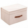 Tradineur - Organizador rectangular de tela con asa y tapa, caja plegable de algodón, ordenación, ropa, fácil de limpiar, antipo