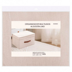 Tradineur - Organizador rectangular de tela con asa y tapa, caja plegable de algodón, ordenación, ropa, fácil de limpiar, antipo