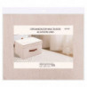 Tradineur - Organizador rectangular de tela con asa y tapa, caja plegable de algodón, ordenación, ropa, fácil de limpiar, antipo