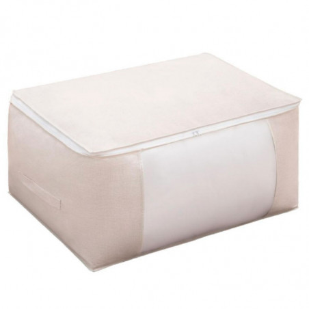 Tradineur - Organizador de tela con cremallera, caja plegable de algodón, ordenación, ropa, fácil de limpiar, antipolvo, antihum