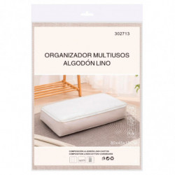 Tradineur - Organizador rectangular de tela con cremallera, caja plegable de algodón, ordenación, ropa, fácil de limpiar, antipo