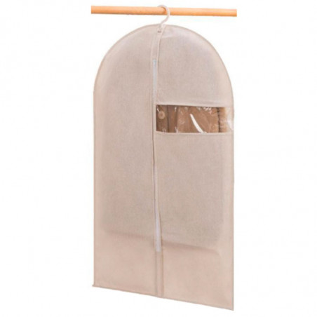 Tradineur - Funda de algodón para traje, incluye cremallera y ventana, transpirable, almacenamiento de ropa, abrigos, chaquetas,