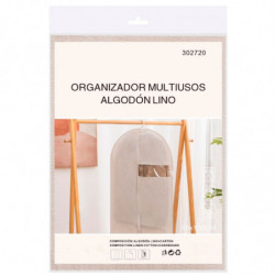 Tradineur - Funda de algodón para traje, incluye cremallera y ventana, transpirable, almacenamiento de ropa, abrigos, chaquetas,