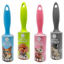 Tradineur - Pack de 4 rodillos quitapelusas, total 240 hojas extra adhesivas, eliminar pelos de mascotas y polvo, ropa, alfombra
