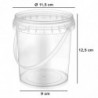 Tradineur - Pack de 6 cubos transparentes de plástico con tapa y asa, aptos para uso alimentario, herméticos y estables, fabrica