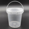 Tradineur - Pack de 6 cubos transparentes de plástico con tapa y asa, aptos para uso alimentario, herméticos y estables, fabrica