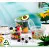 Tradineur - Pack de 6 cubos transparentes de plástico con tapa y asa, aptos para uso alimentario, herméticos y estables, fabrica