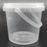 Tradineur - Pack de 6 cubos transparentes de plástico con tapa y asa, aptos para uso alimentario, herméticos y estables, fabrica