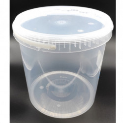 Tradineur - Cubo transparente de plástico con tapa y asa, apto para uso alimentario, hermético y estable, fabricado en España -