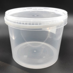Tradineur - Cubo transparente de plástico con tapa y asa, apto para uso alimentario, hermético y estable, fabricado en España -