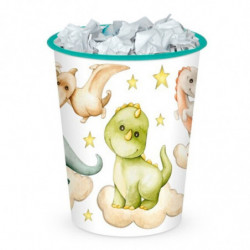 Tradineur - Papelera Infantil sin tapa con diseño de Dinosaurios - Capacidad de 6 Litros - Fabricado en Plástico - Cubo ligero y
