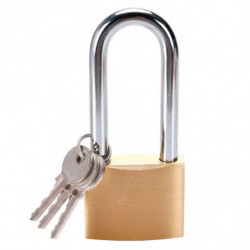 Tradineur - Candado de latón con 3 llaves, arco alto de acero endurecido, máxima seguridad, taquillas, gimnasio, maleta, armario