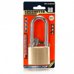 Tradineur - Candado de latón con 3 llaves, arco alto de acero endurecido, máxima seguridad, taquillas, gimnasio, maleta, armario