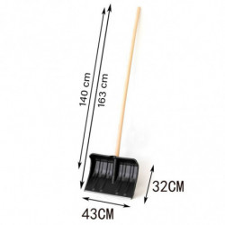 Tradineur - Pala quitanieves con mango de madera de 140 cm, plástico resistente, cavar, recoger nieve, tierra, barro (Negro - 16