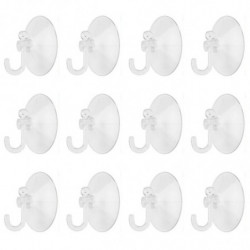 Tradineur - Pack de 12 ganchos de ventosa, uso universal, sin taladrar ni pegar, perchas, colgadores, pared, baño, cocina (Trans