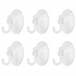 Tradineur - Pack de 6 ganchos de ventosa, uso universal, sin taladrar ni pegar, perchas, colgadores, pared, baño, cocina (Transp
