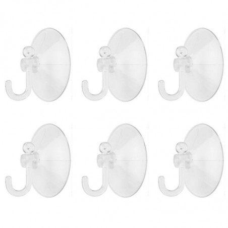 Tradineur - Pack de 6 ganchos de ventosa, uso universal, sin taladrar ni pegar, perchas, colgadores, pared, baño, cocina (Transp
