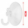 Tradineur - Pack de 6 ganchos de ventosa, uso universal, sin taladrar ni pegar, perchas, colgadores, pared, baño, cocina (Transp