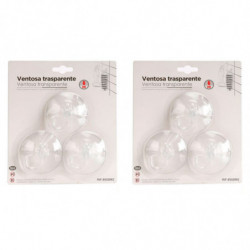 Tradineur - Pack de 6 ganchos de ventosa, uso universal, sin taladrar ni pegar, perchas, colgadores, pared, baño, cocina (Transp