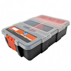 Tradineur - Caja organizadora con múltiples compartimentos y bandeja interior, polipropileno, almacenamiento de herramientas, to