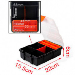 Tradineur - Caja organizadora con múltiples compartimentos y bandeja interior, polipropileno, almacenamiento de herramientas, to