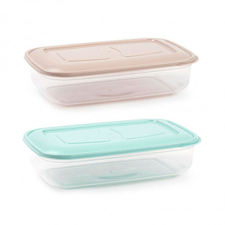 Tradineur - Pack de 2 Fiambreras Rectangulares con tapa - Capacidad de 800 ml - Fabricado en Plástico - Apta para microondas, co