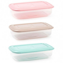 Tradineur - Pack de 2 Fiambreras Rectangulares con tapa - Capacidad de 800 ml - Fabricado en Plástico - Apta para microondas, co