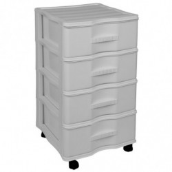 Tradineur - Cajonera de plástico con ruedas, modelo Wagon, 4 cajones, torre almacenaje multiusos, oficina, hogar, fabricada en E