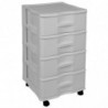 Tradineur - Cajonera de plástico con ruedas, modelo Wagon, 4 cajones, torre almacenaje multiusos, oficina, hogar, fabricada en E